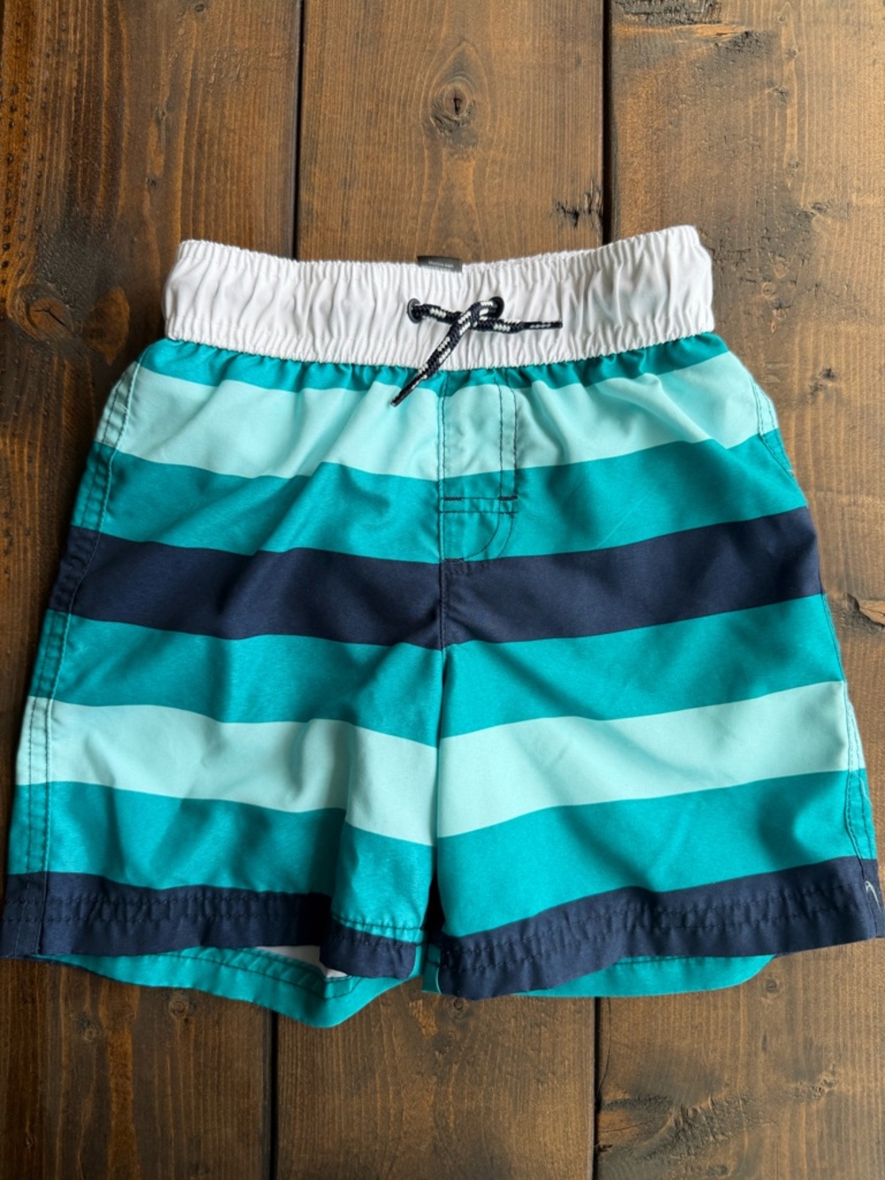 George Striped Swim Shorts - Teal & Navy
